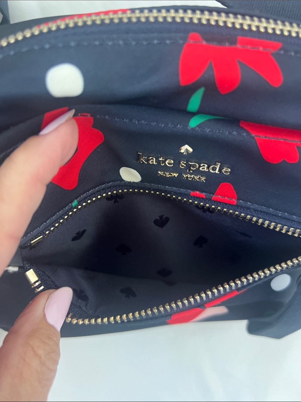 kate spade Chelsea Navy Floral Crossbody with Red and pink Accents - Picture 12 of 14